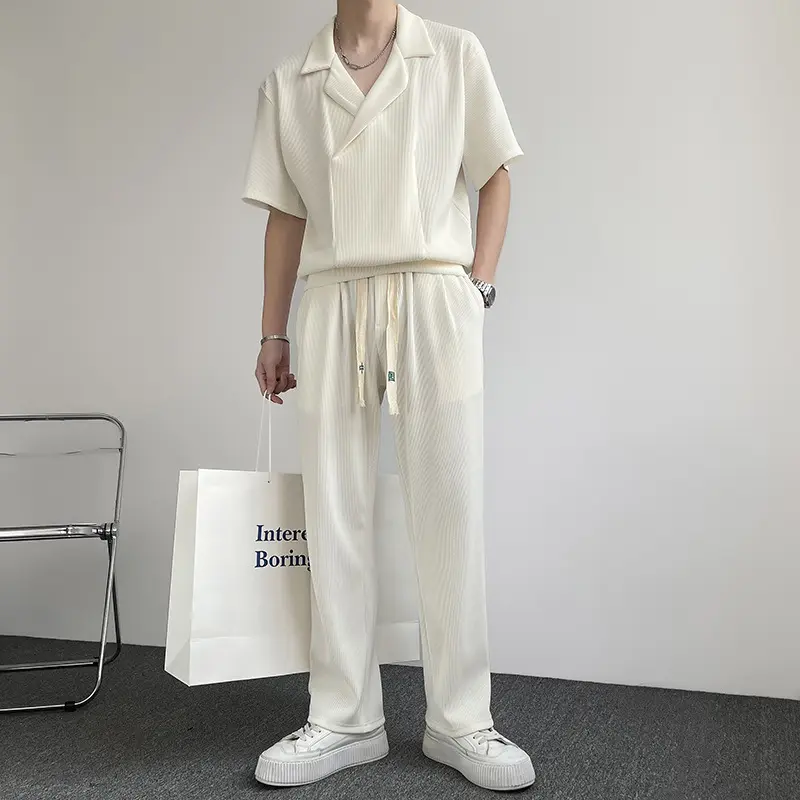 Summer Thin Ice Silk Shirt Outfit Men's