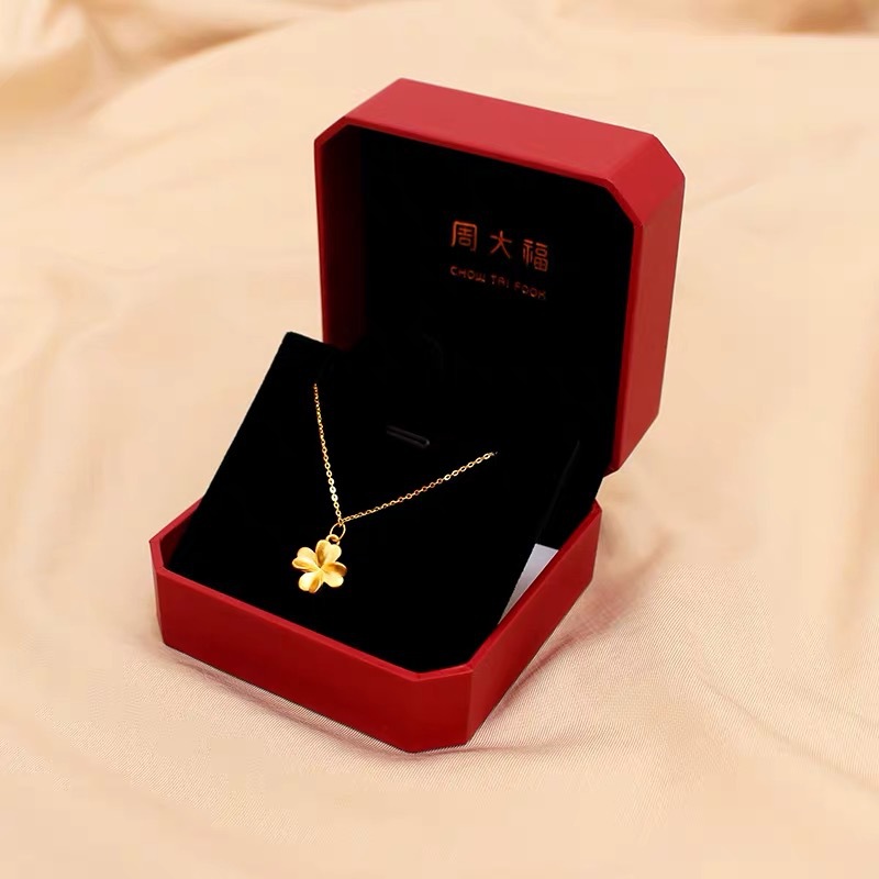 Alluvial Gold Lucky Four-leaf Clover Necklace Women's Imitation Gold Simple Chain Pendant