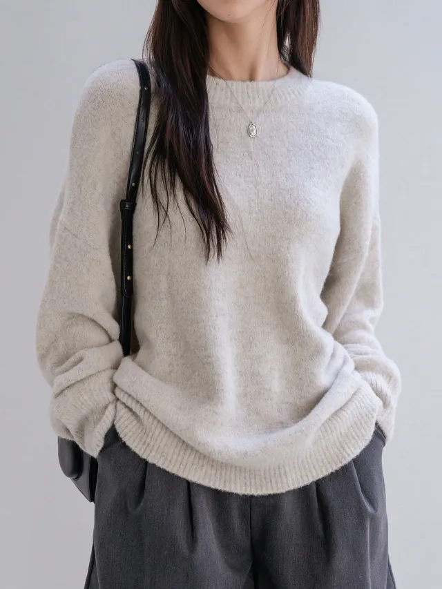 Loose All matching Lazy Style Solid Color Trendy Top Apricot - Shop at LoveMi