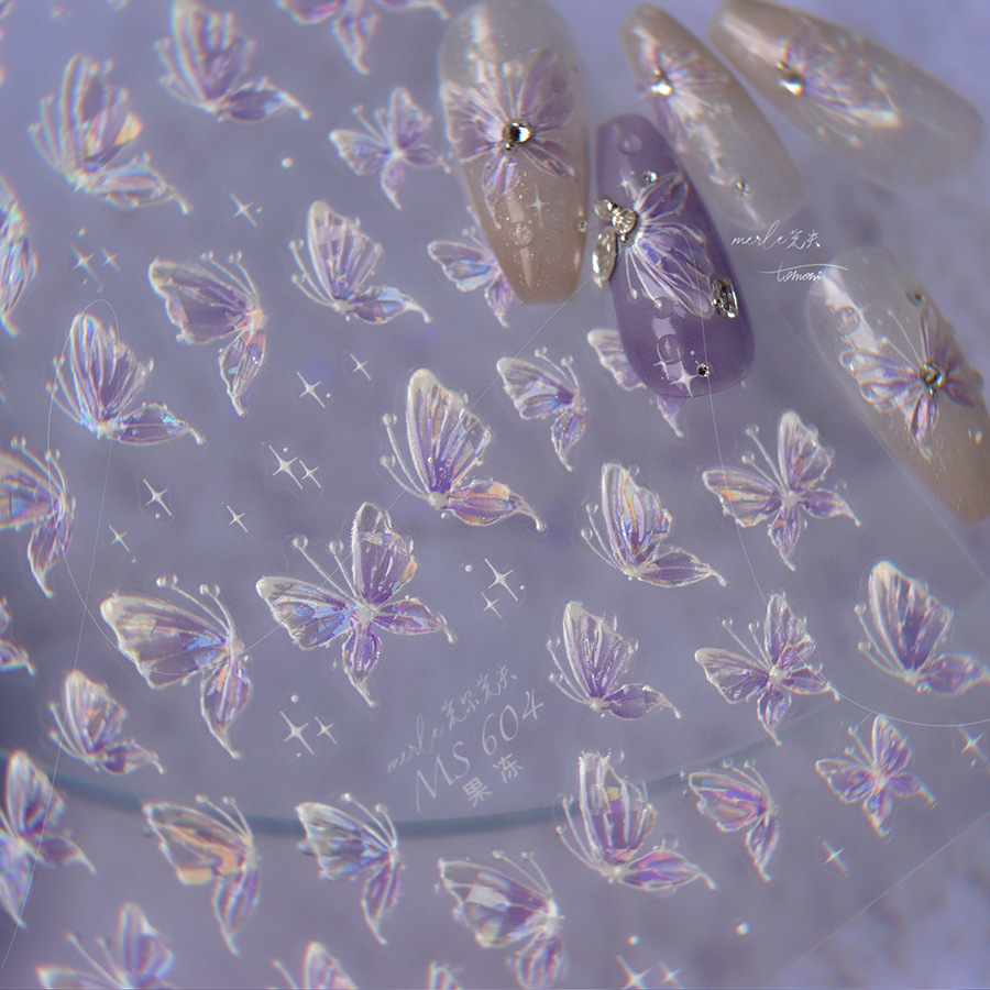 Jelly Manicure Streamer Rose Butterfly Decorative Sticker 4