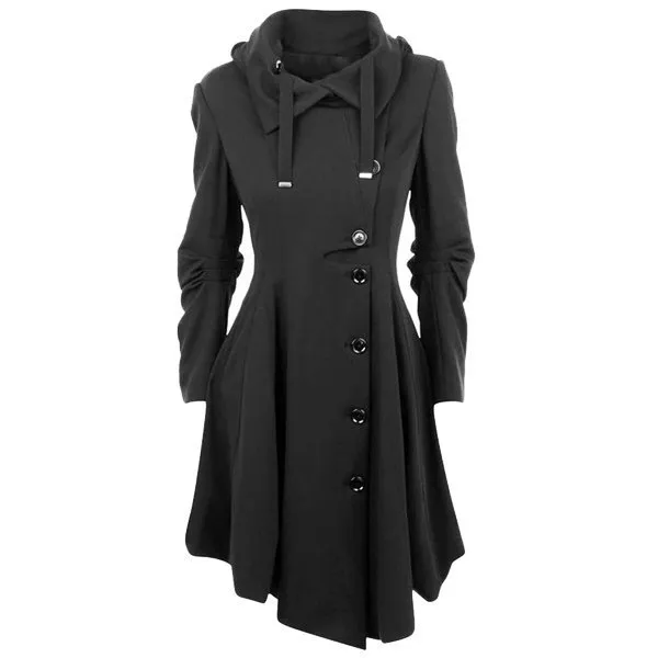Slim Coat Double Breasted Long Trench Coat Black - Shop at LoveMi