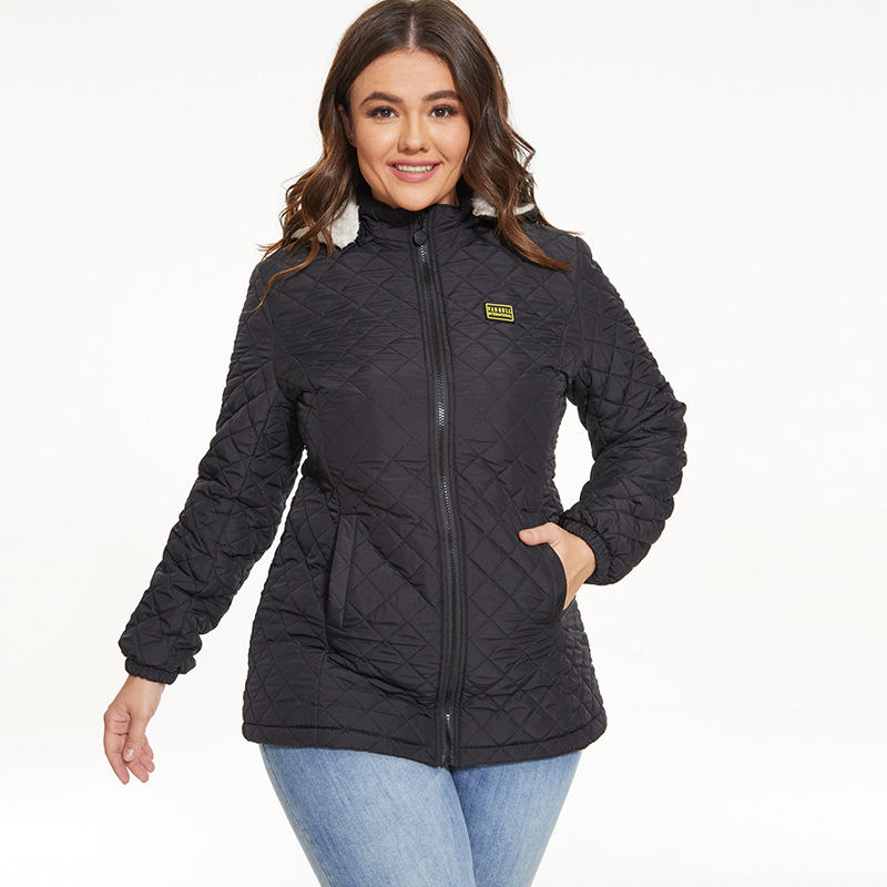 Womens Thick Fleece-Lined Hooded Long-Sleeve Coat