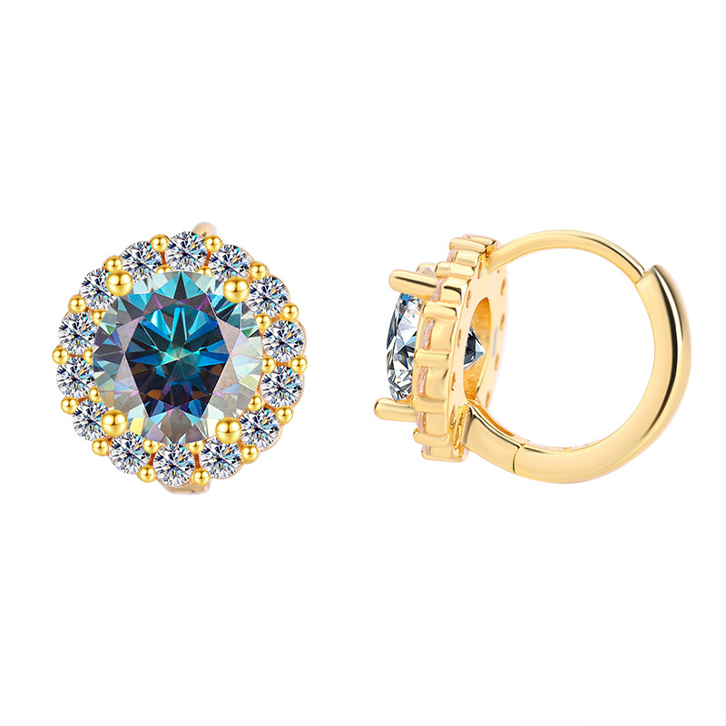 Sterling Silver SUNFLOWER Moissanite Earrings For Women