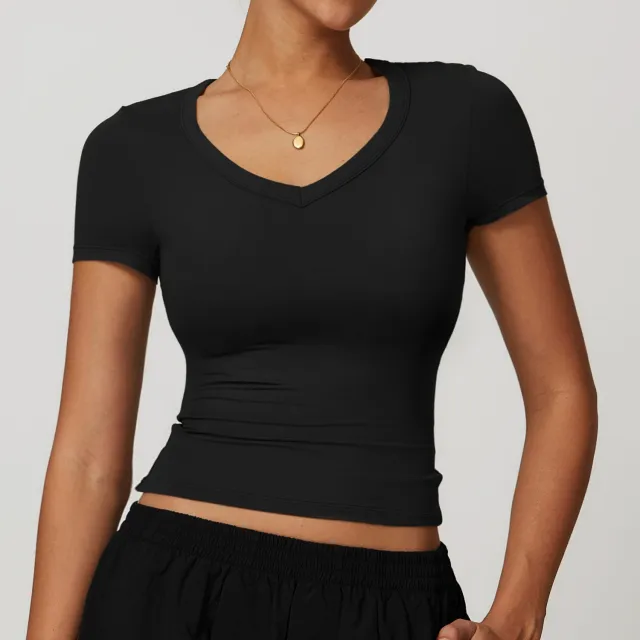 Short Sleeve Yoga Jacket Running Pilates Workout Clothes Black - Shop at LoveMi