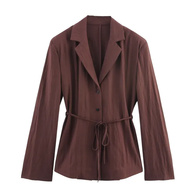 Thin Belt Suit Jacket Strap Mini Culottes Brick Red Top - Shop at LoveMi
