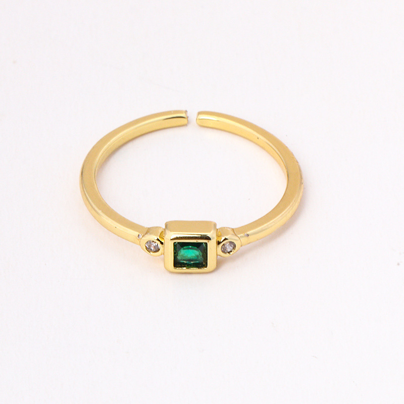 Simple Design Geometric Square Color Zirconium Copper Plating Niche Ring