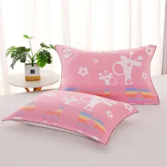 Three-layer Blended Gauze Pillow Cover Cotton Printed Towel - Deer Pink - View 1