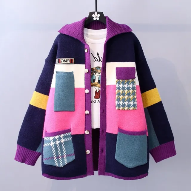 Lazy Fashion Thick Knit Cardigan Navy Blue - Shop at LoveMi