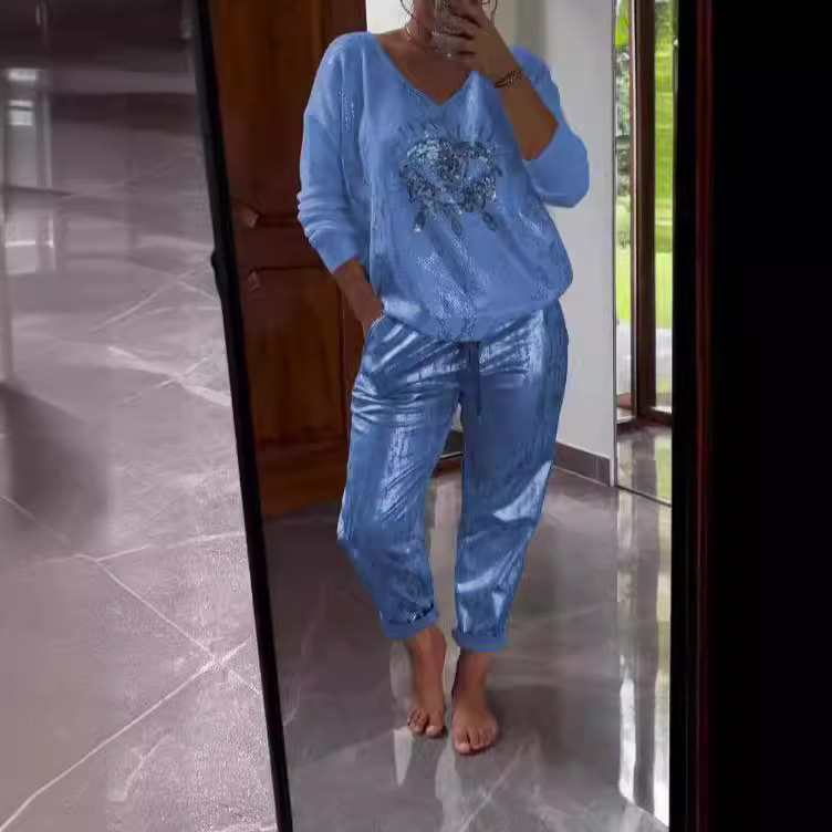 Gilding Top And Trousers Shiny Suit