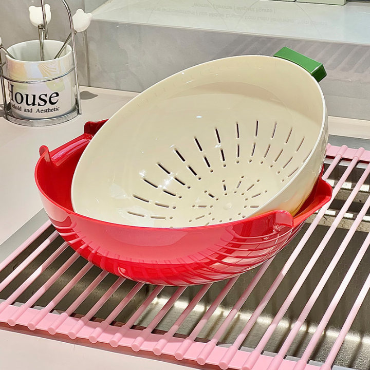 Double-layer Drain Basket Household Washing Vegetables Basin