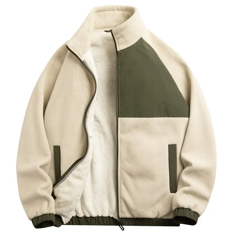 Polar Fleece Jacket Fleece-lined Padded Cardigan Sweater Double-sided Velvet