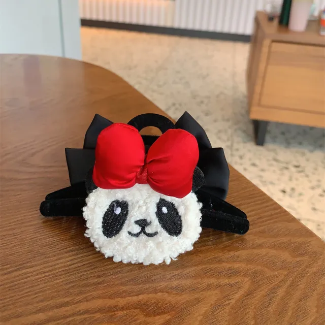 Female Online Influencer Sweet Ribbon Bow Barrettes Panda Grip - Shop at LoveMi