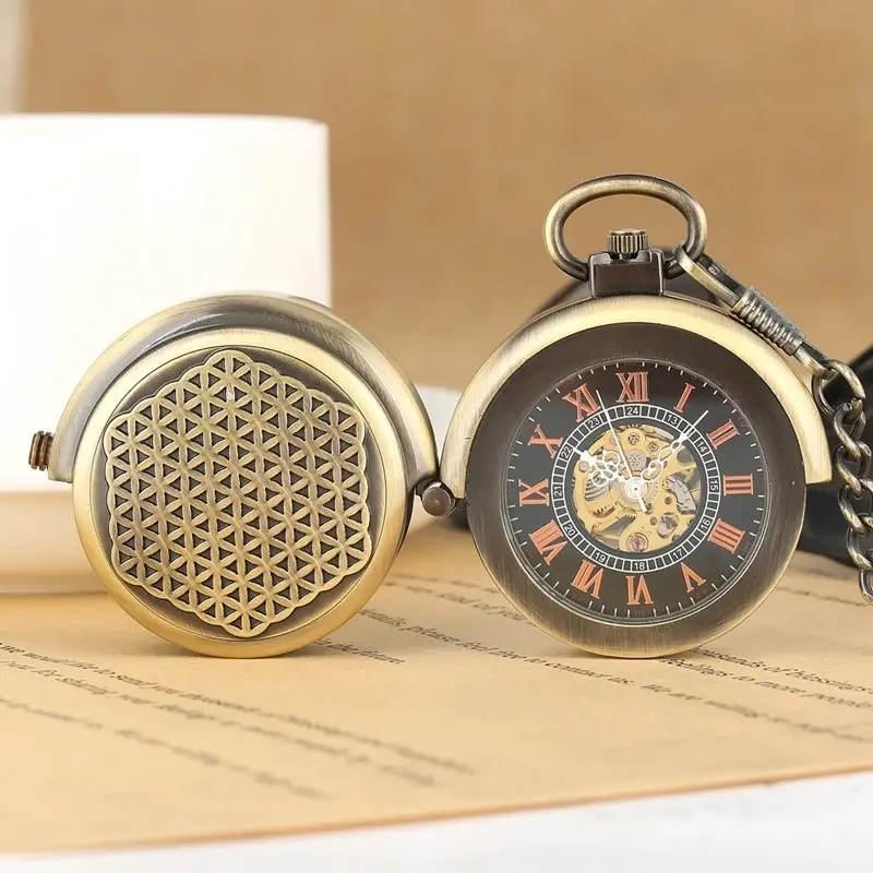 Roman Numeral Manual Winding Mechanical Pocket Watch