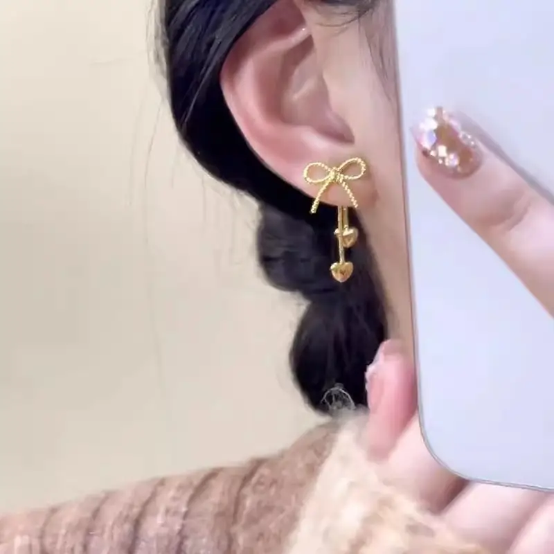 Dual-wear Sweet Bow Tassel Earrings