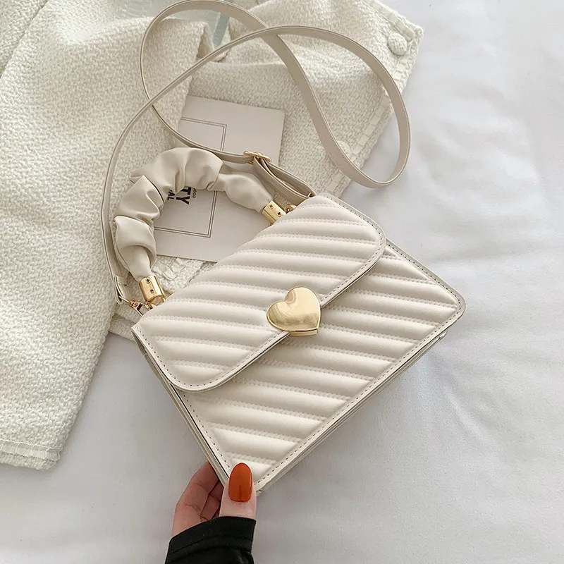 Personalized Fashion Rhombus Portable Small Square Bag Shoulder Messenger Bag - White