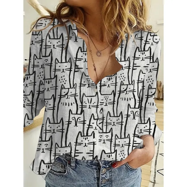 Women's 3d Printed Polka Dot Butterfly Long Sleeve Turn down Collar Casual Shirt Style 3 5Xl - Shop at LoveMi