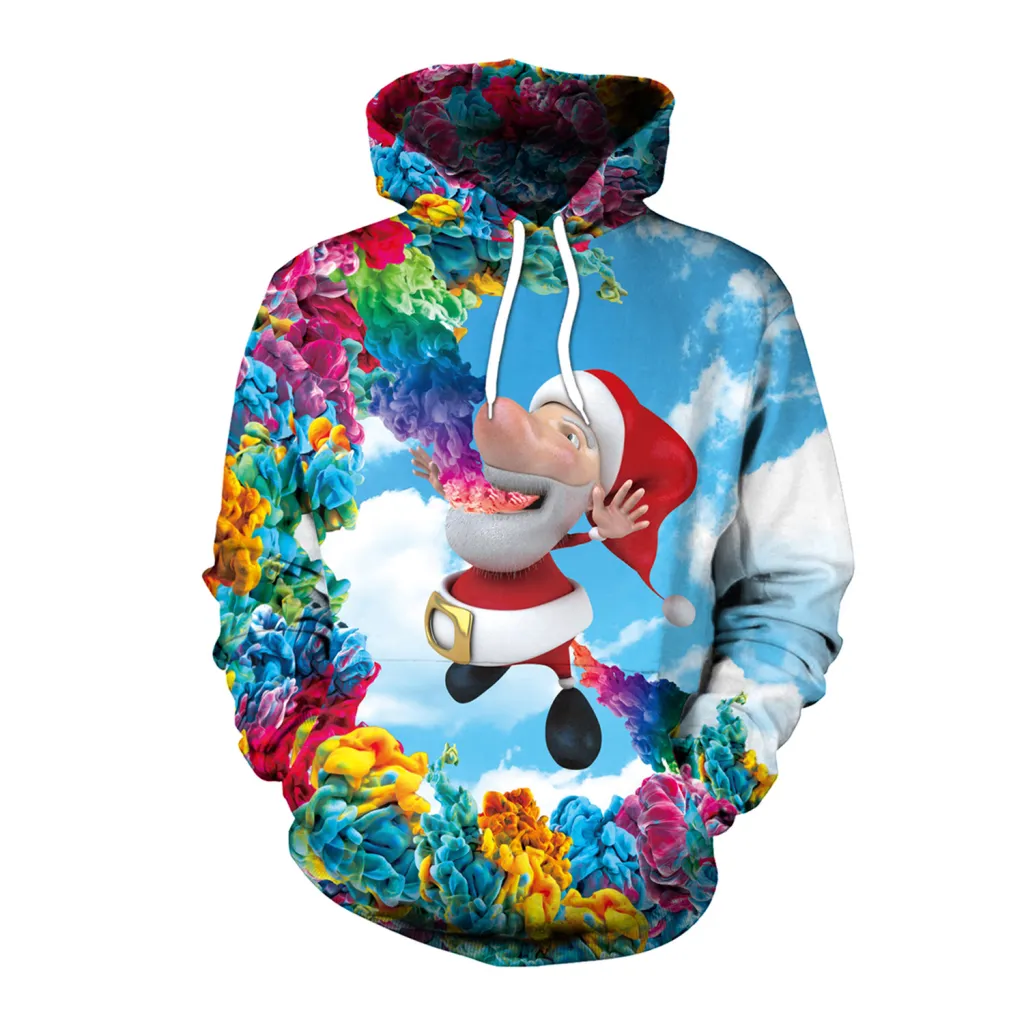 Women's Christmas Loose Versatile Hooded Creative Digital Printing Sweater - Sb101 016-L