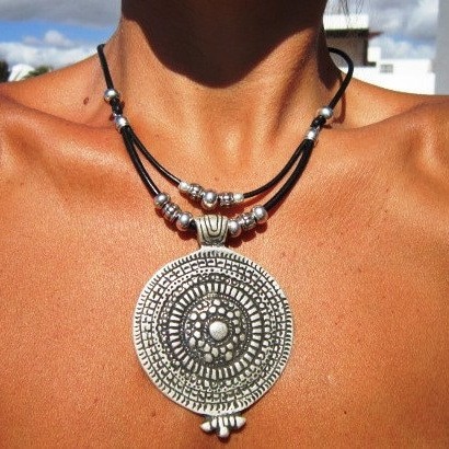 Silver-Tone Round Tag Necklace, picture 2 of 5