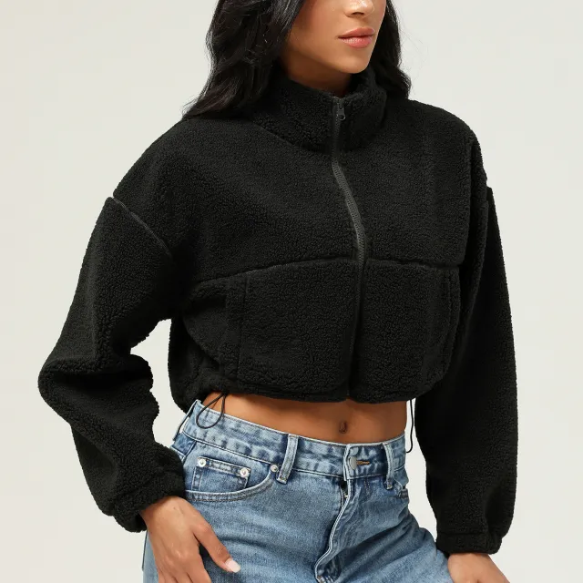 Sports And Leisure Autumn And Winter Thickening Plush Short Tops Outdoor Sport Jacket Black - Shop at LoveMi