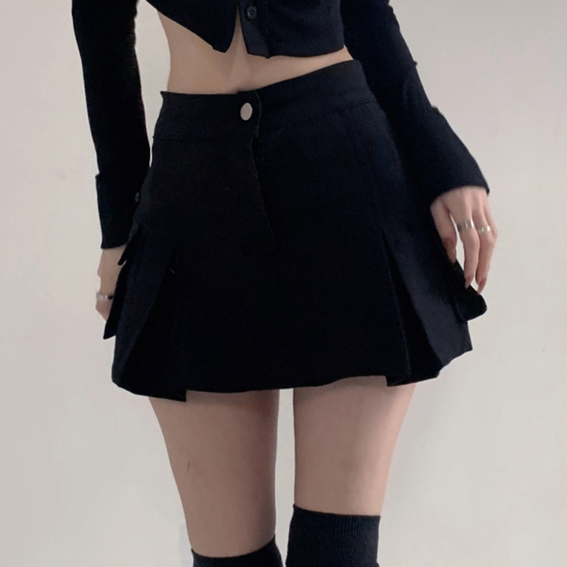 Title 11, Punk Fashion Low Rise Pleated Workwear Skirt fo...