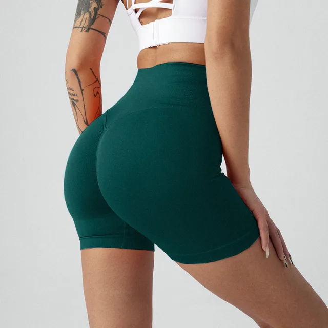 Women's Sports Belly Contracting Cycling Tights Peach Hip Yoga Shorts Christmas Green - Shop at LoveMi