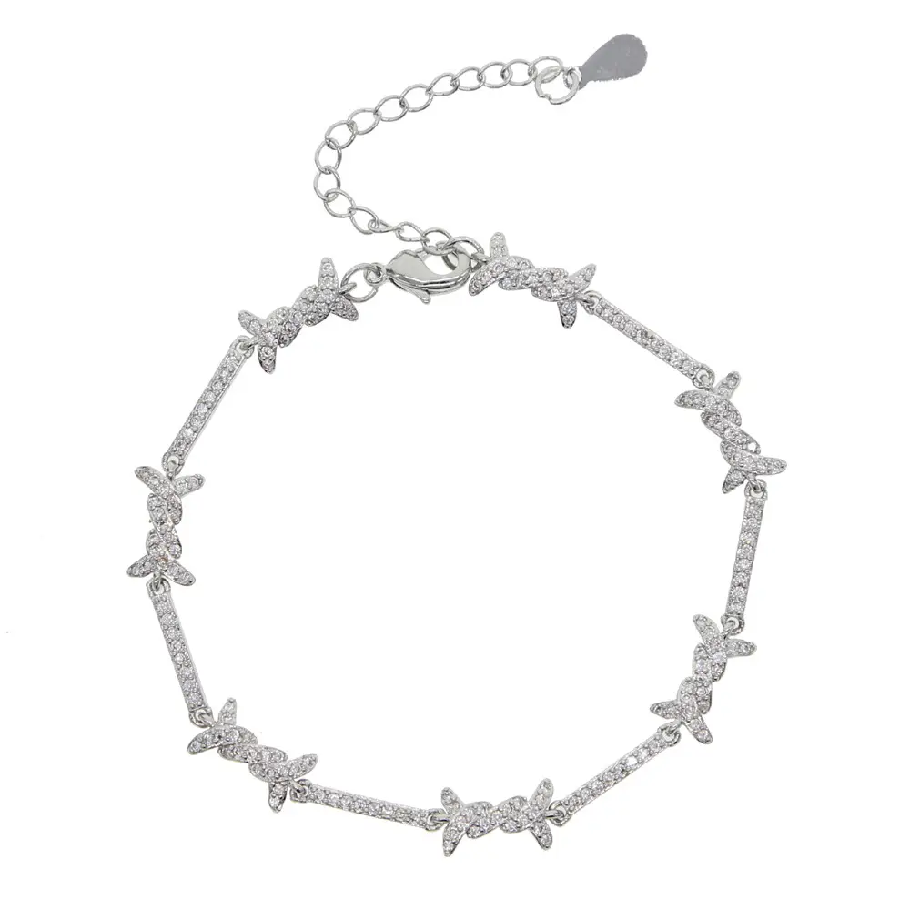 Thorn Inlaid Zircon Gold Silver Punk Bracelet