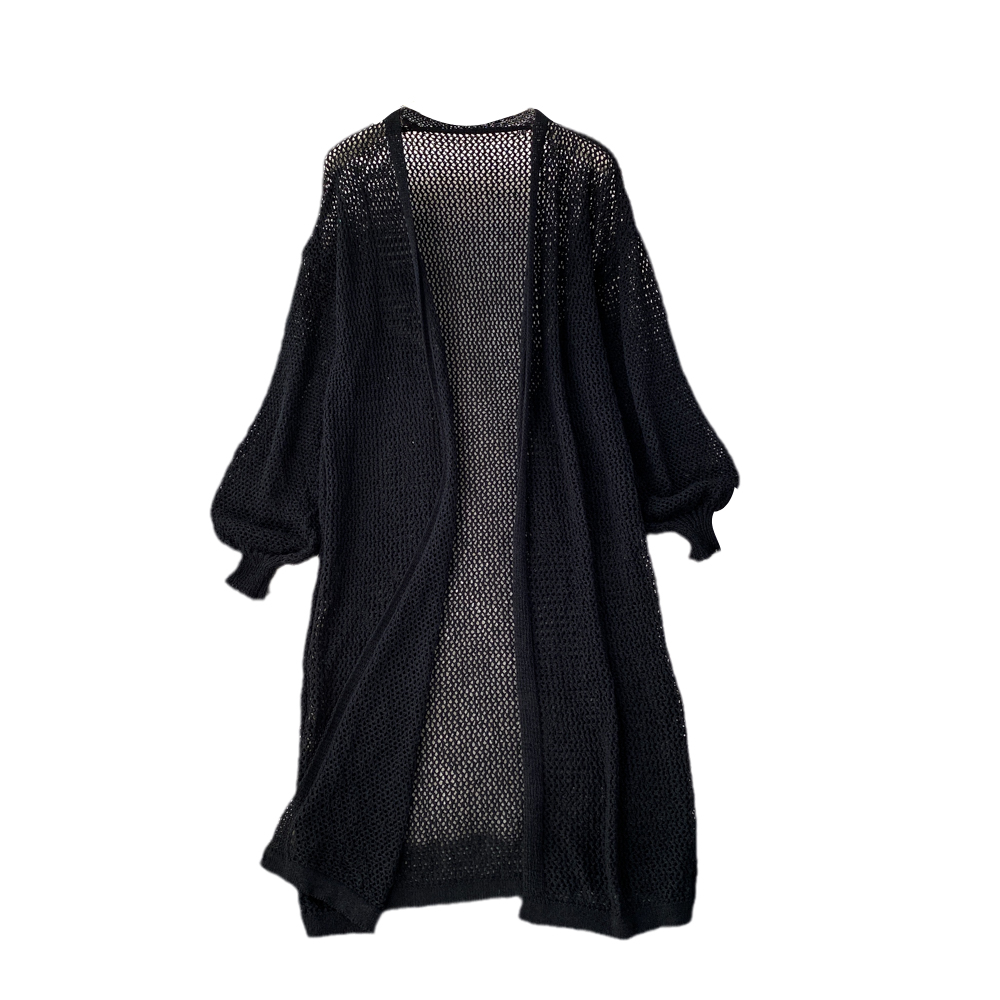 Retro Hollow-out Lantern Sleeve Cardigan Sun Protection Clothing Mid-length