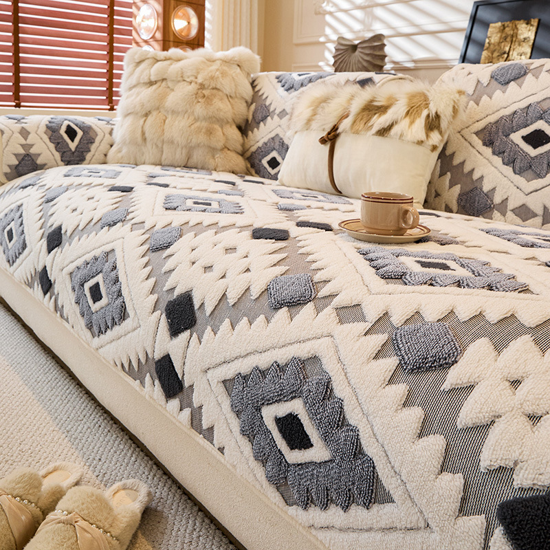 Nordic-style Plush Thickened Non-slip Sofa Cover