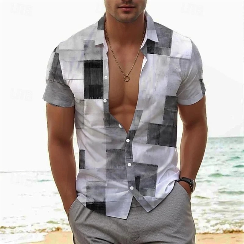 4-Way Stretch Retro 3 D Floral Men’s Short Sleeve Shirt 4-Way Stretch Retro 3 D Floral Men’s Short Sleeve Shirt