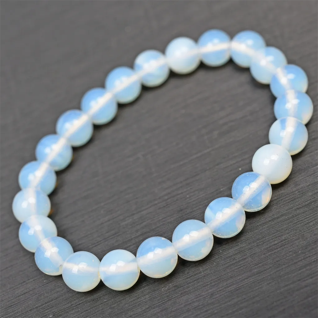 Synthetic Opal Round Beads Earring Bracelet - 10Mm Single Circle