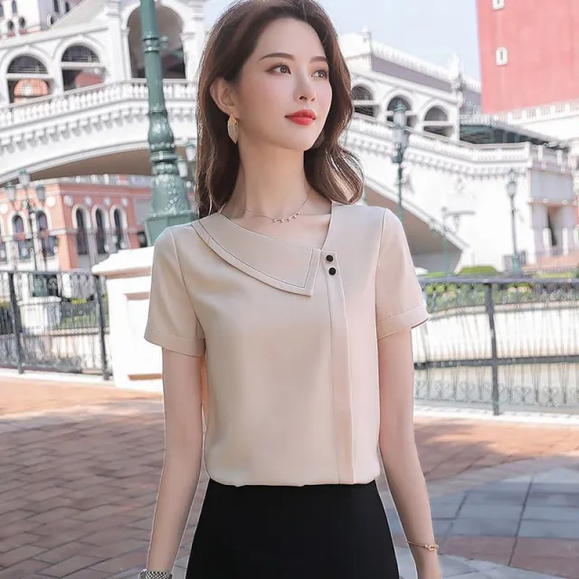 Women's Loose Temperament Chiffon Korean Shirt Apricot - Shop at LoveMi