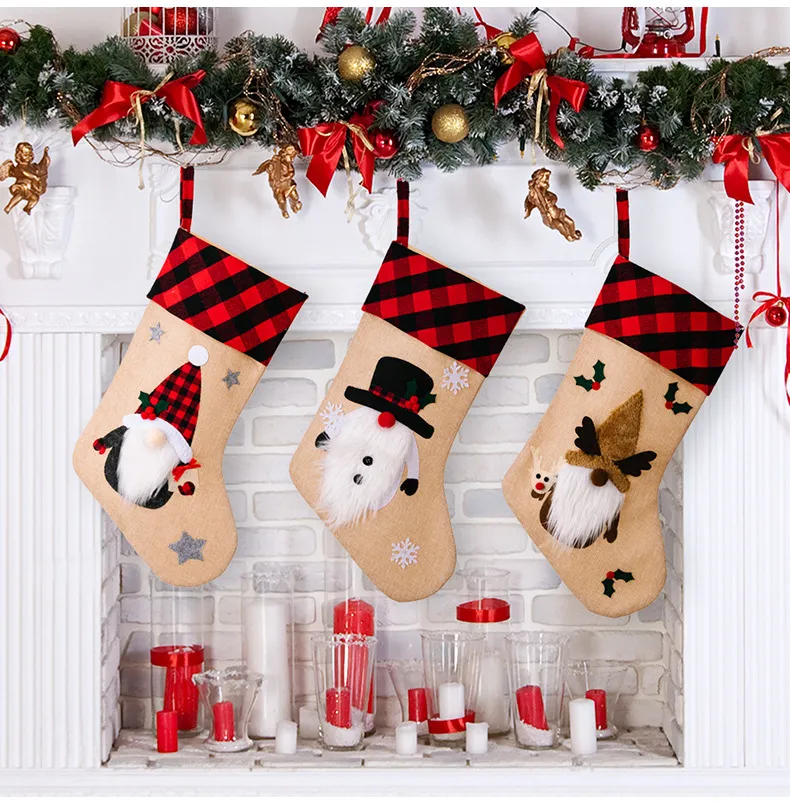 Christmas Decorations Red And Black Plaid Affixed Cloth Embroidered Window Pendant – image 10