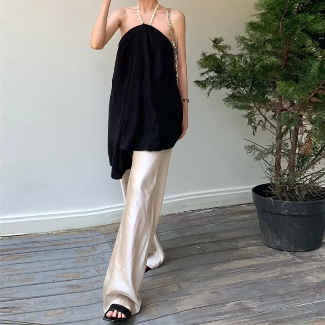 Straight All matching Wide Leg Trousers Champagne Pants - Shop at LoveMi