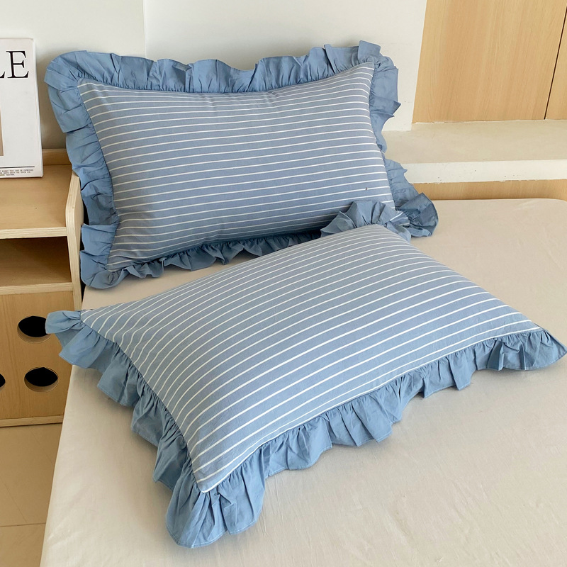 Simple Washed Cotton Lace Pillowcase