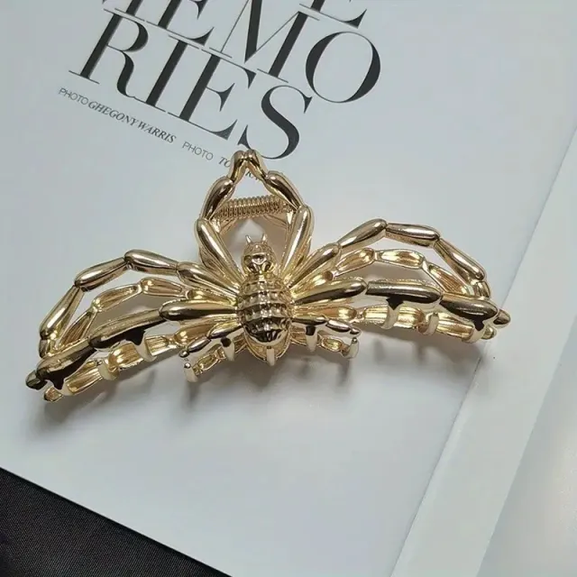 Metal Spider Large Shark Clip Fashion Ponytail Hair Claw Gold - Shop at LoveMi