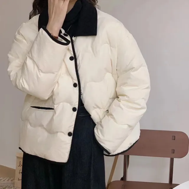 Women's Short Loose Down Cotton padded Jacket Winter Thick Coat White - Shop at LoveMi