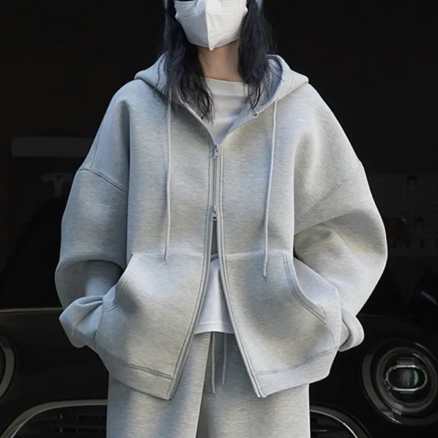 Korean Style Simple And Casual Women's Loose Sports Zipper Sweater Suit Top - Shop at LoveMi