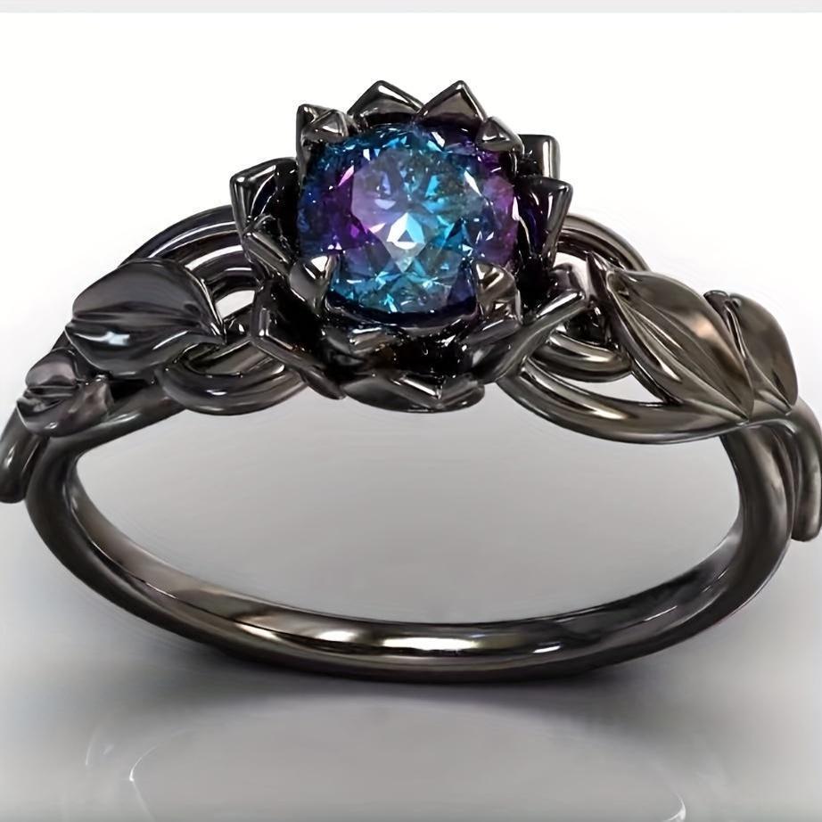 Gun Black Women's Creative Roses Ring