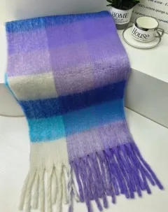 Dopamine Street Product Plaid Scarf Colour Thickened - Purplish Blue - View 1