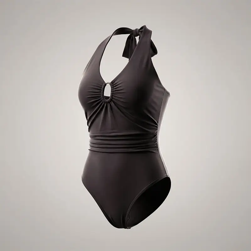 Womens Sexy Deep V-Neck Sleeveless Bodysuit With Tight Fit And Halter Neck Design