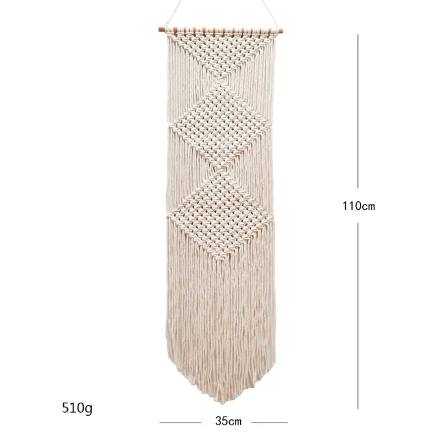 Nordic Style Bohemian Hand woven Tapestry Rhombus Home Decoration Room Bedroom Wall Hanging Beige - Shop at LoveMi