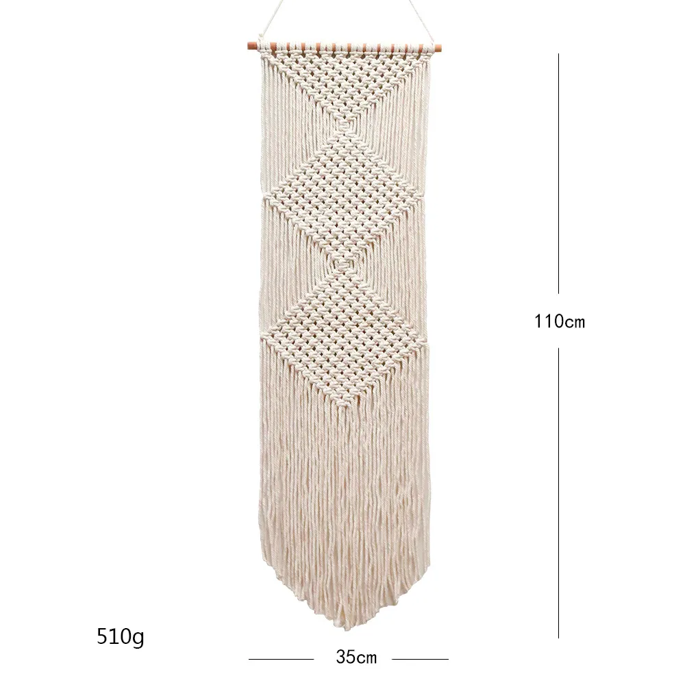 Nordic Style Bohemian Hand-woven Tapestry Rhombus Home Decoration Room Bedroom Wall Hanging - Beige