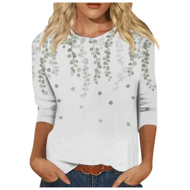 Round Neck Printed Casual Loose Long Sleeve 29Style L - Shop at LoveMi