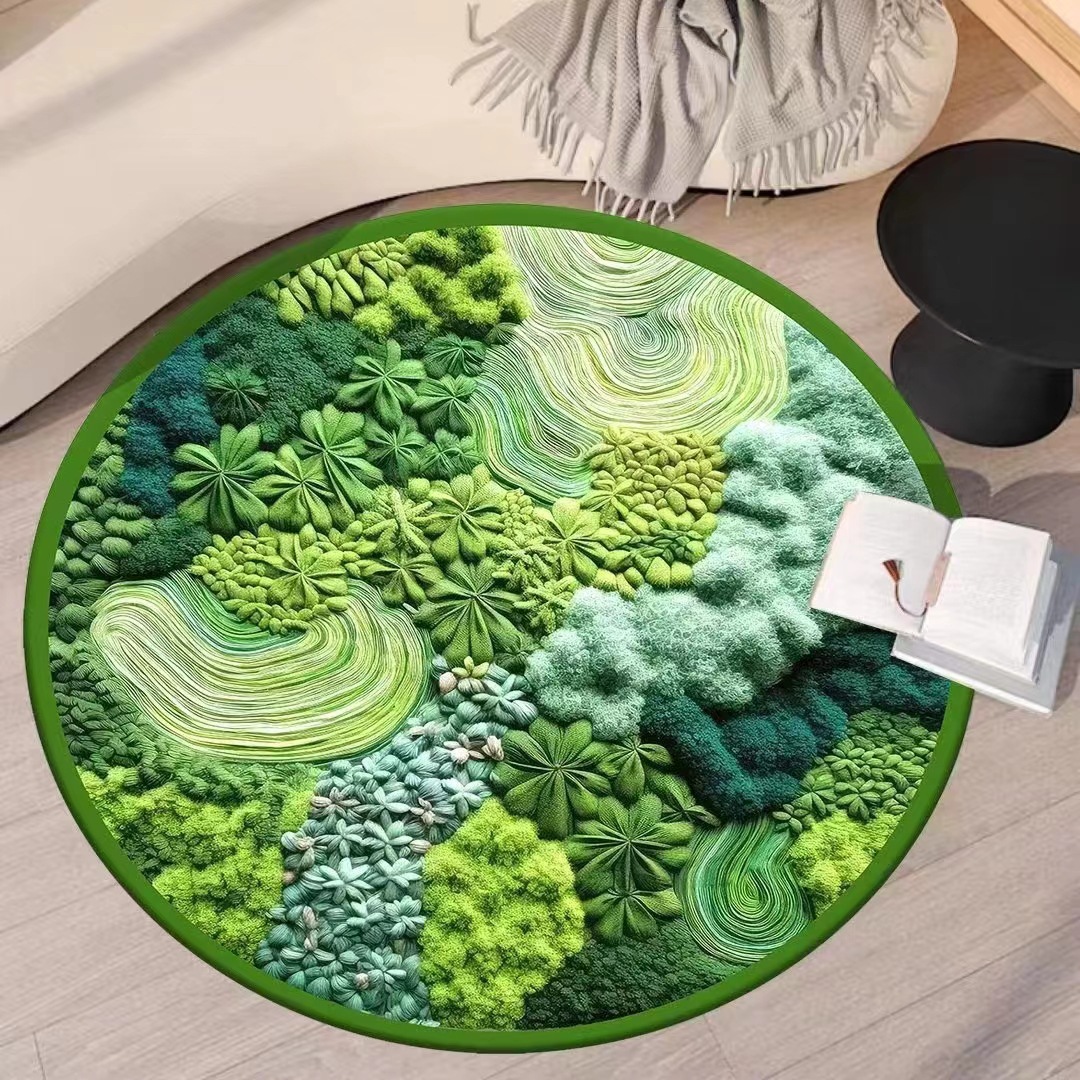 Title 7, Cashmere-like Round Moss Carpet Bathroom Absorb...