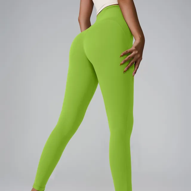 New Sports Trousers Pocket High Waist Seamless Nude Feel Yoga Pants Lemon Green - Shop at LoveMi