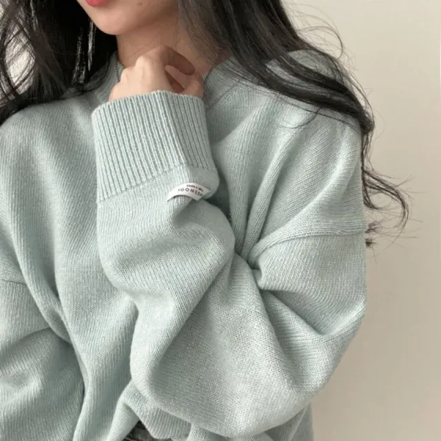 Round Neck Pullover Mid length Warm Top Green - Shop at LoveMi