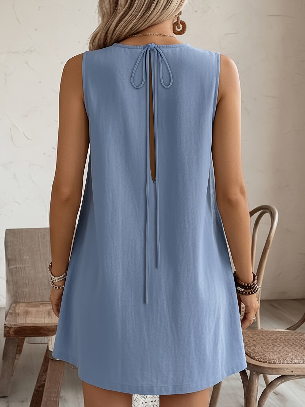 Women's ruffle dress size reference – model wearing midi dress