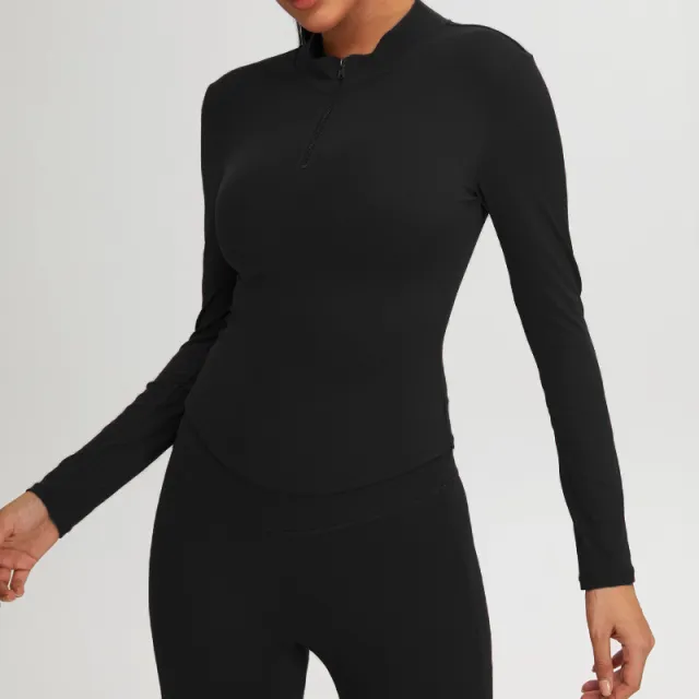 Women's Half Zipper Slim Fit Training Top Black - Shop at LoveMi