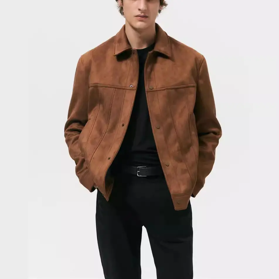 Men's Suede Lined Lapel Jacket Coat