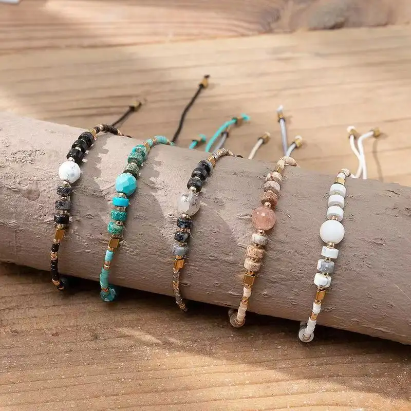 Bohemian Vacation Style Lucky Stone Beaded Bracelet